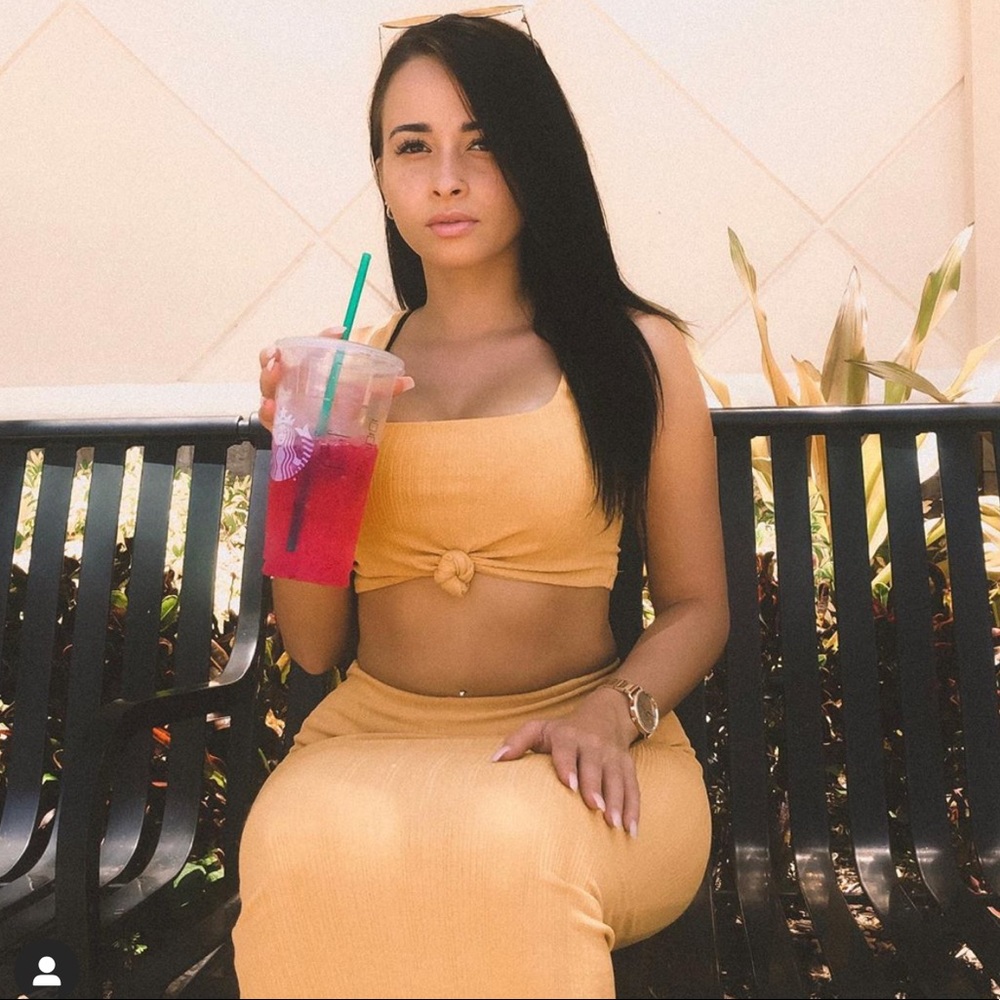 Yellow skirt and crop top set